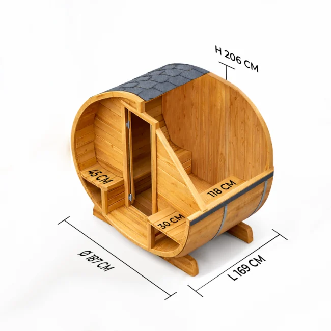 Autre point de vue sur le Barrelsauna TR170