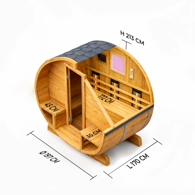 Autre point de vue sur le Infrarood Barrelsauna Canopy