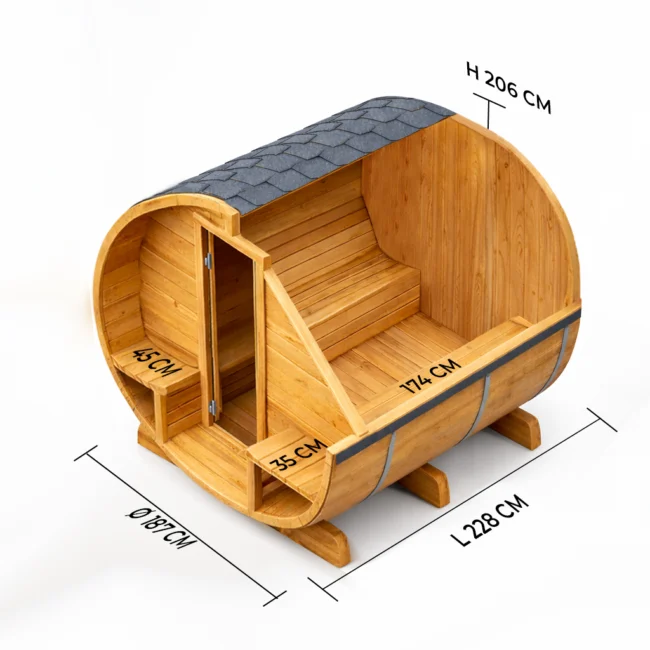 Autre point de vue sur le Barrelsauna TR230