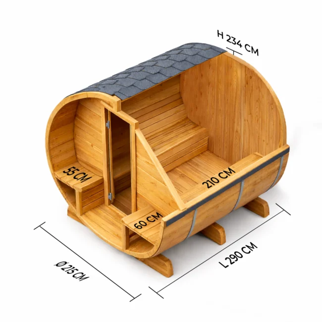 Autre point de vue sur le Barrelsauna TR300