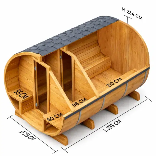 Autre point de vue sur le Barrelsauna TR400